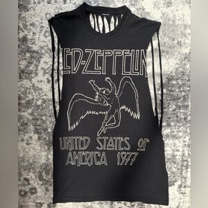 Altered Led Zeppelin Black Fringe Sleeveless Top